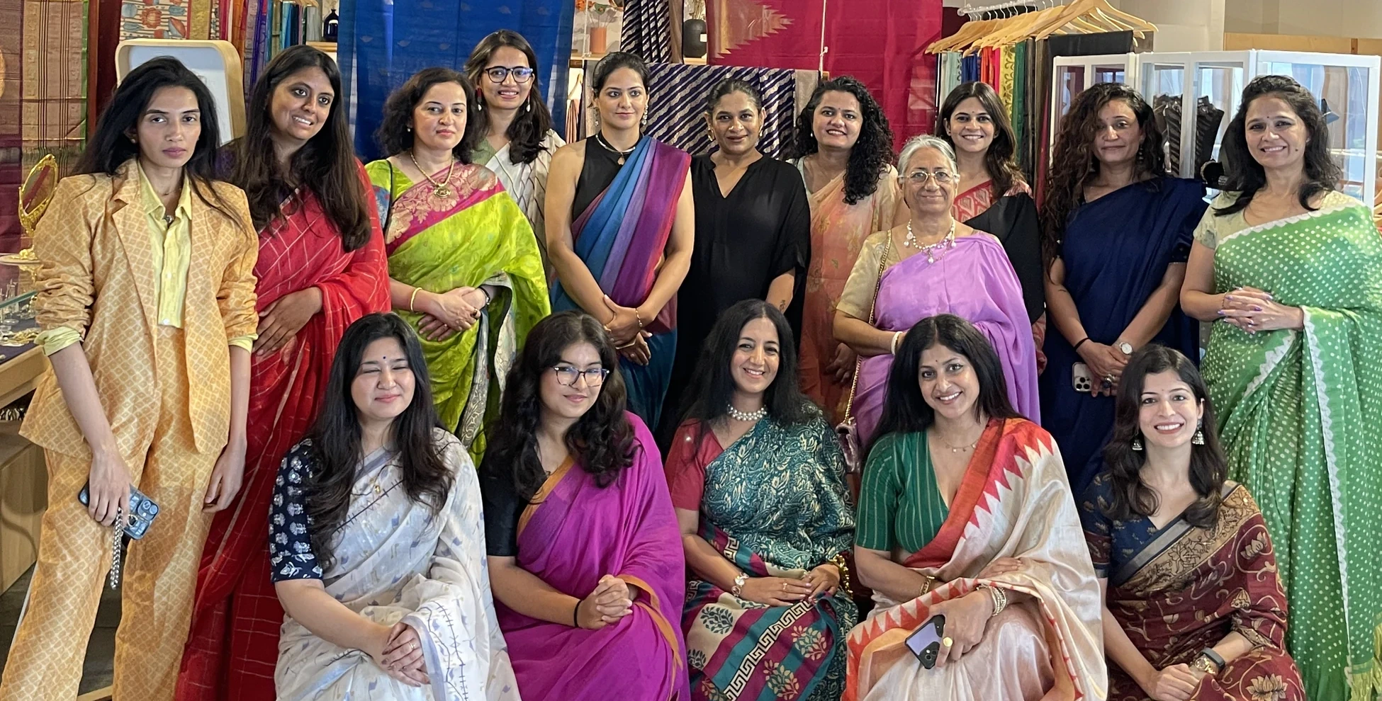The complete Women of Ahmedabad group, including the seated women