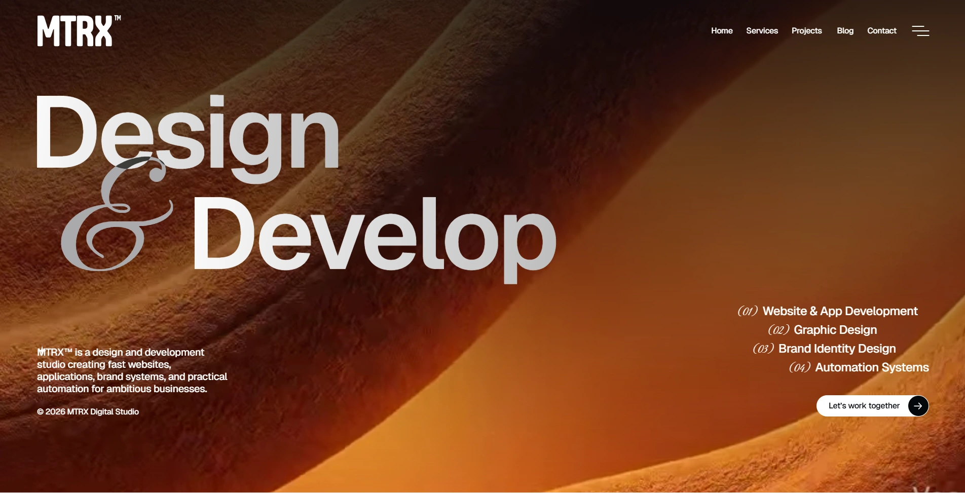MTRX Digital studio website: Design and Develop
